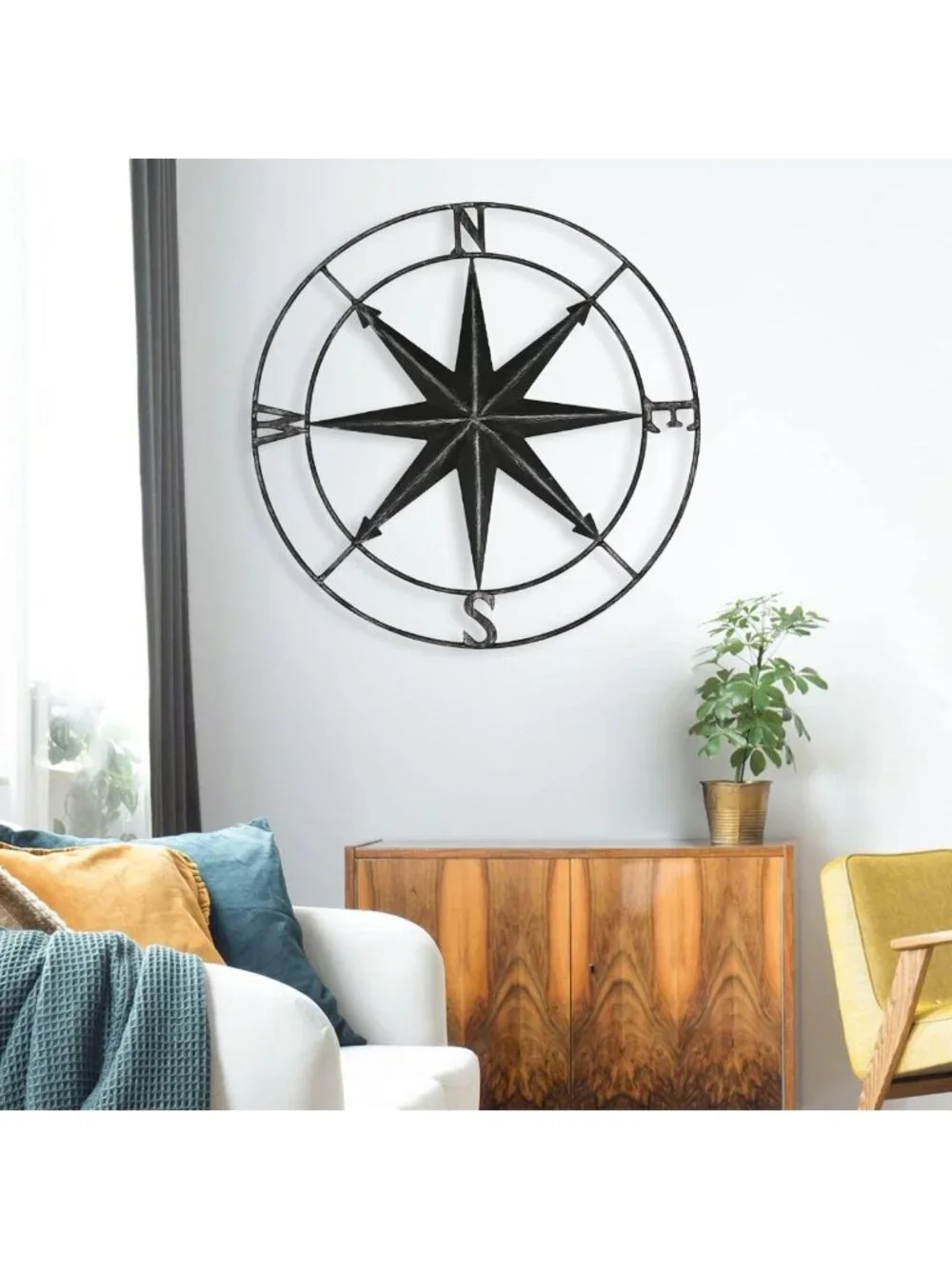 Round Metal Compass Wall Art - 11